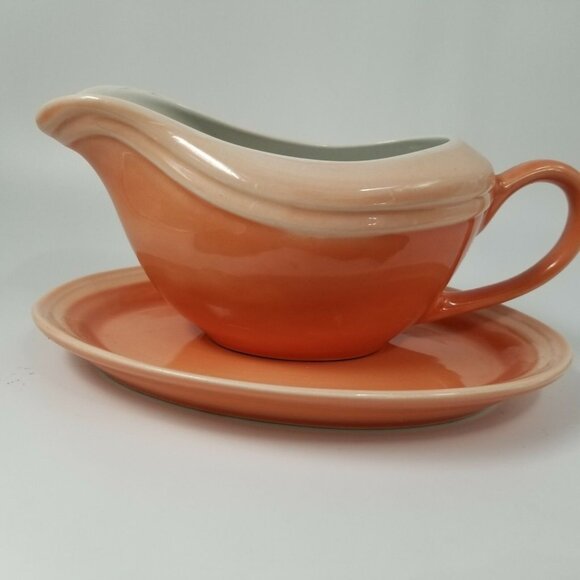 Oneida Sauceboat Tray Peach Coral 3180413 Gravy Boat Underplate Very Rare - Picture 5 of 7
